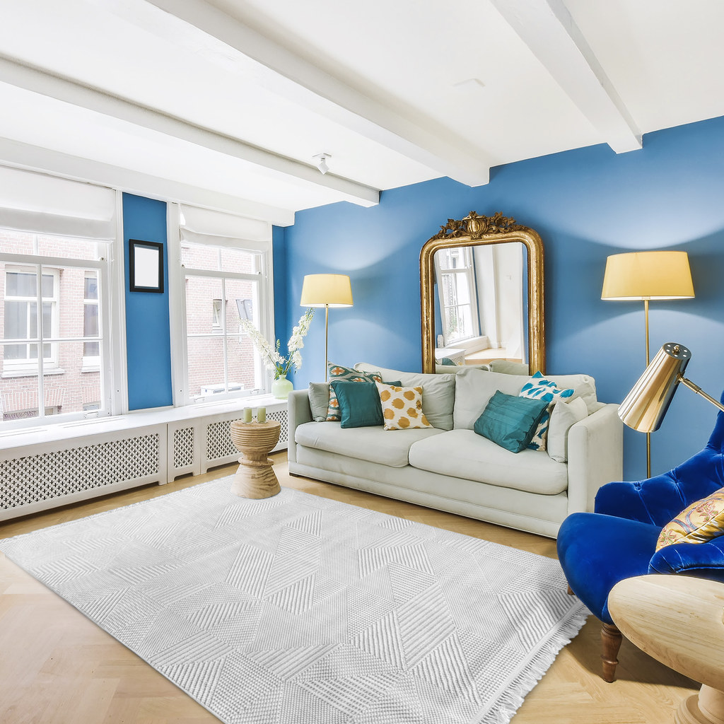 Delhi Geometric White Rug