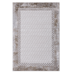 Geometric Beige Rug with diamond and checkered geometric patterns