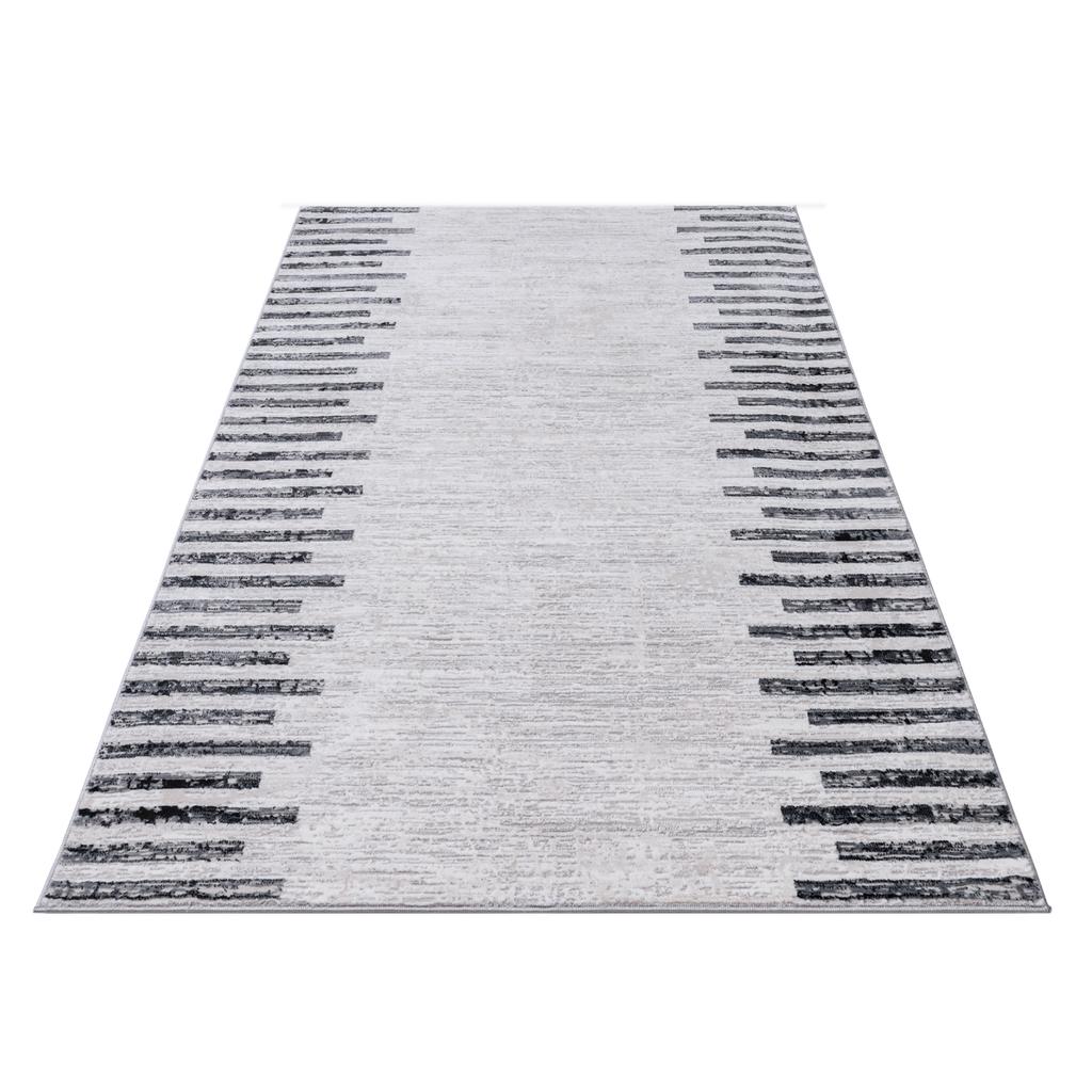 Grey Striped Rug with distressed anthracite stripes