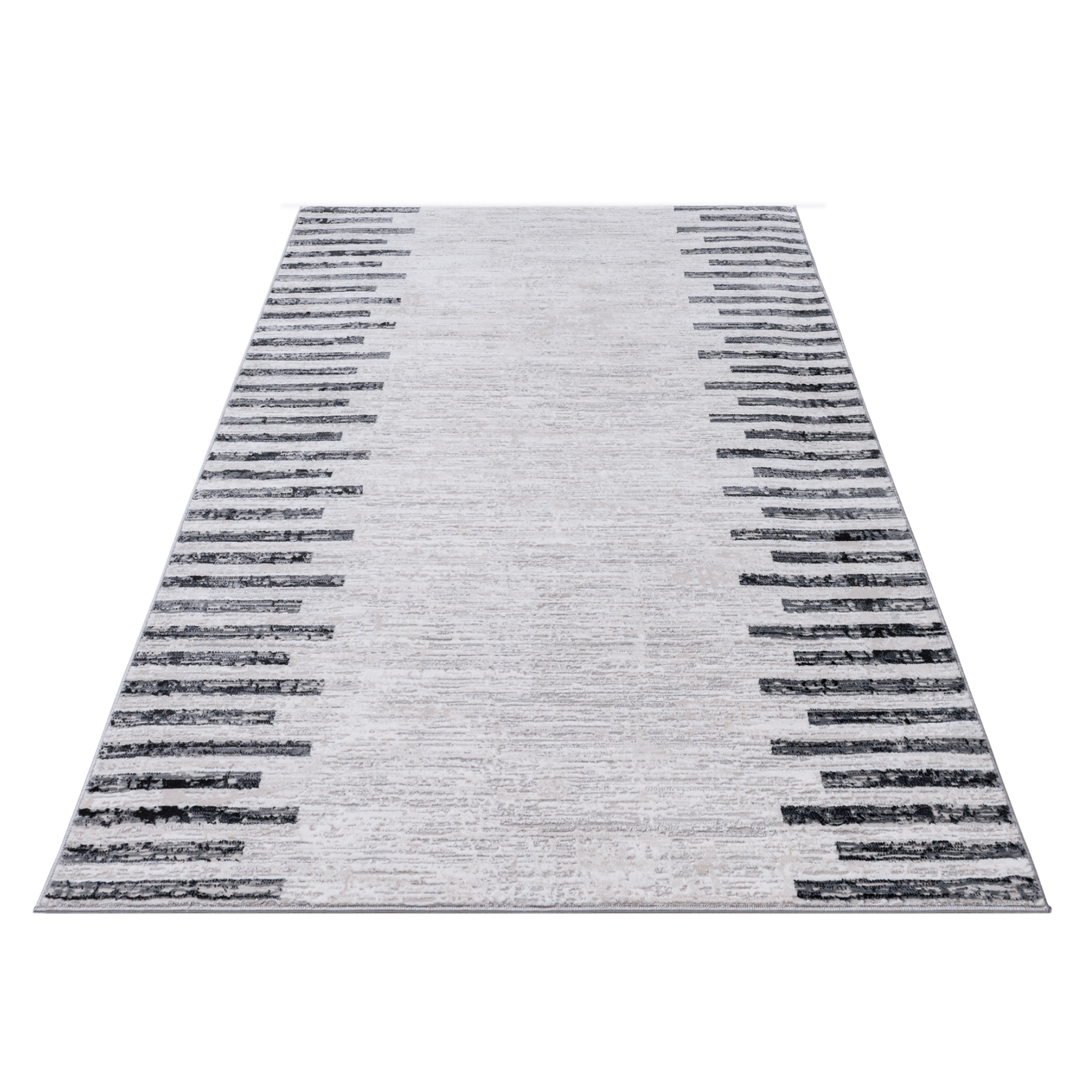 Grey Striped Rug with distressed anthracite stripes