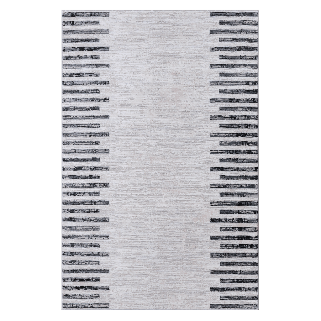 Grey Striped Rug with distressed striped motif
