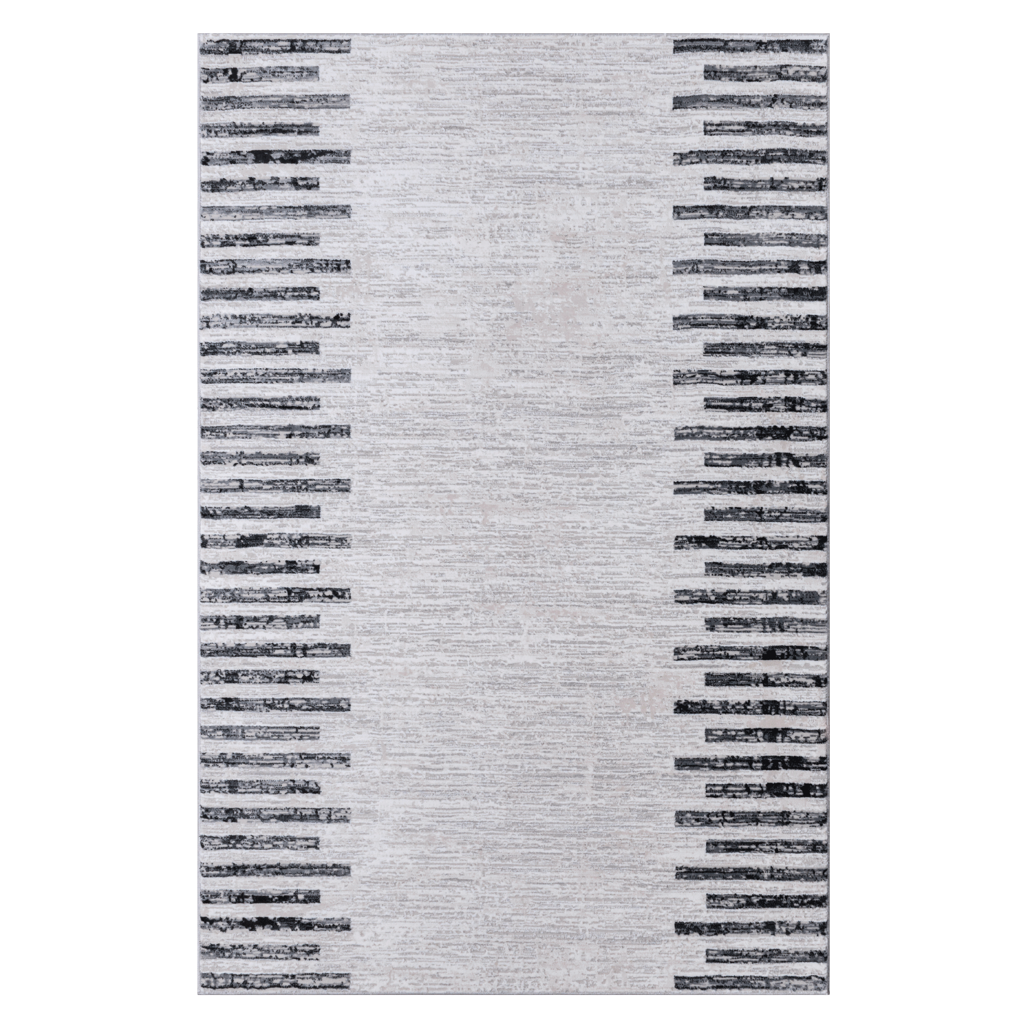 Grey Striped Rug with distressed striped motif