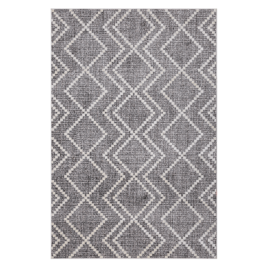 Smyrna Zigzag Rug in dark beige with worn-in texture