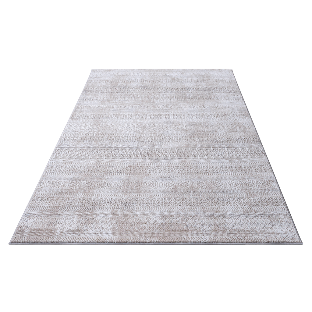 Tribal Ivory Rug with distressed tribal motif